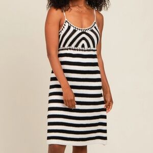 Crochet Knit Dress Spaghetti Strap. Black And White. Size Medium. NWT